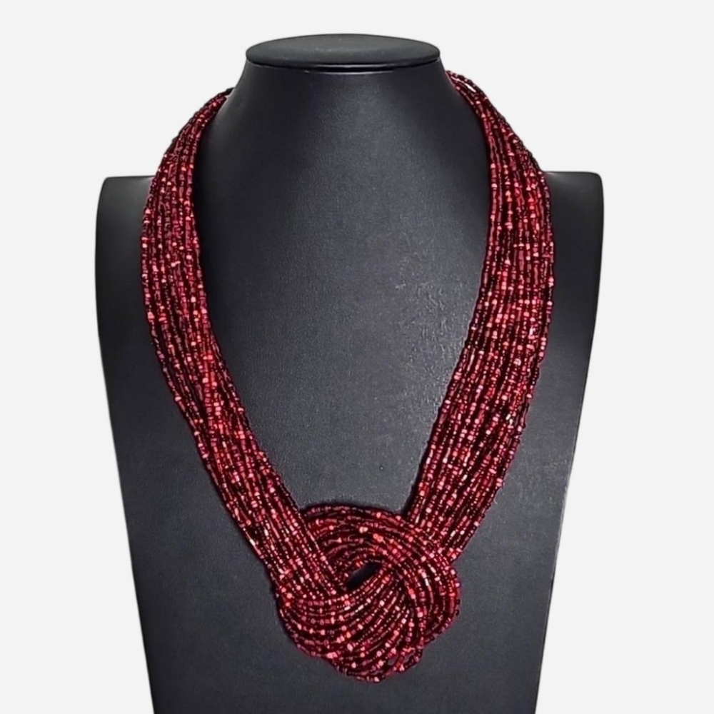 Multi-Stranded Seed Bead Knot Necklace